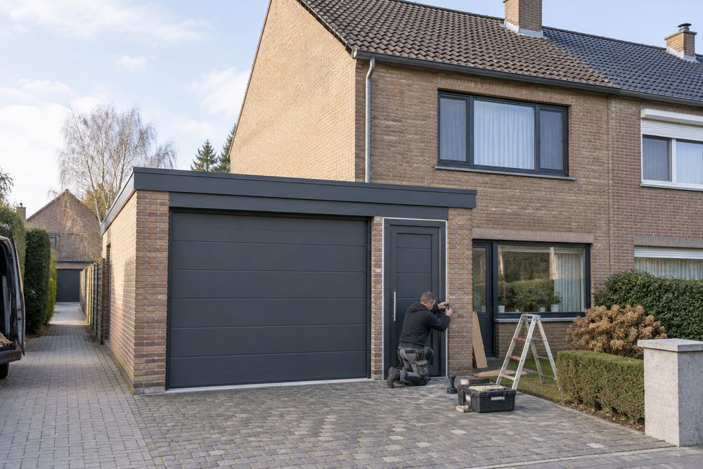 Schrijnwerker plaatst nieuwe ramen in een Vlaamse woning