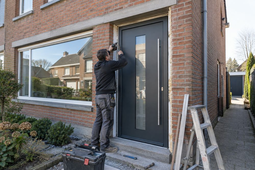 Schrijnwerker plaatst nieuwe ramen in een Vlaamse woning